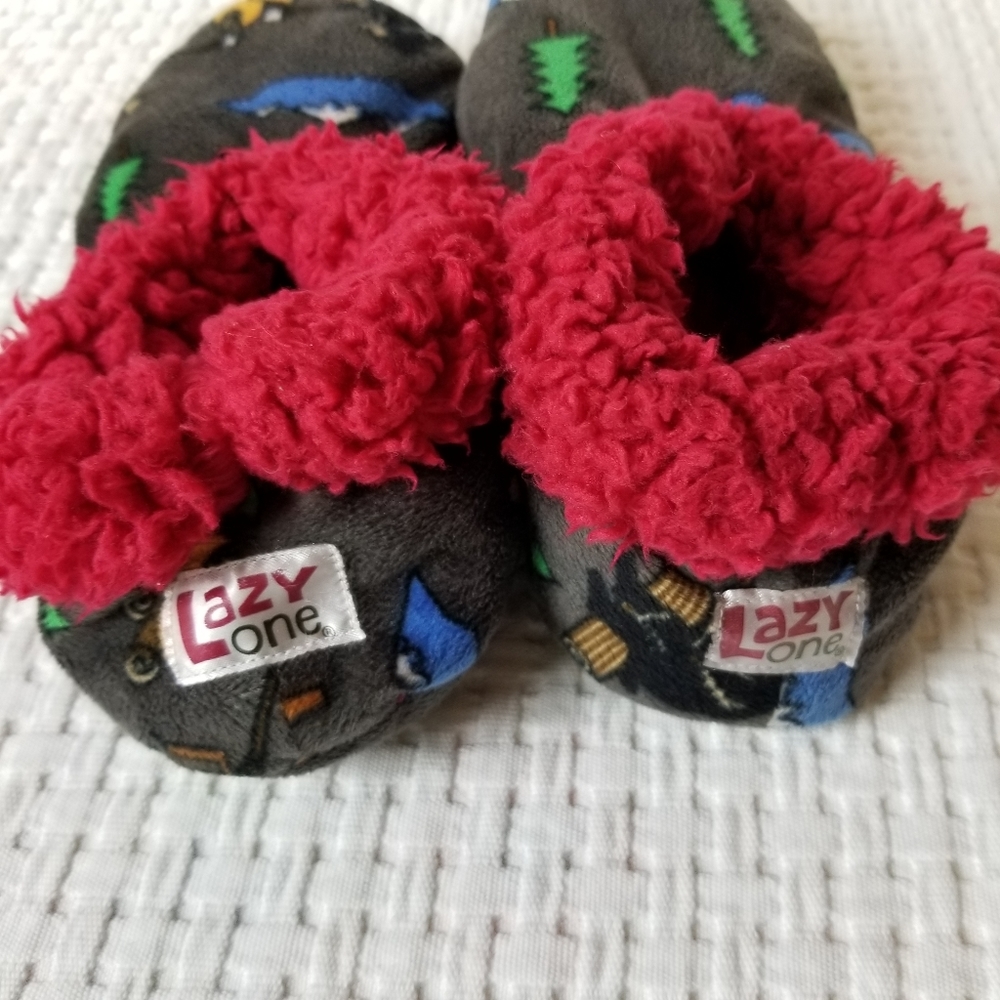 Lazy One Fuzzy Feet Happy Camper Slippers Camping… - image 4